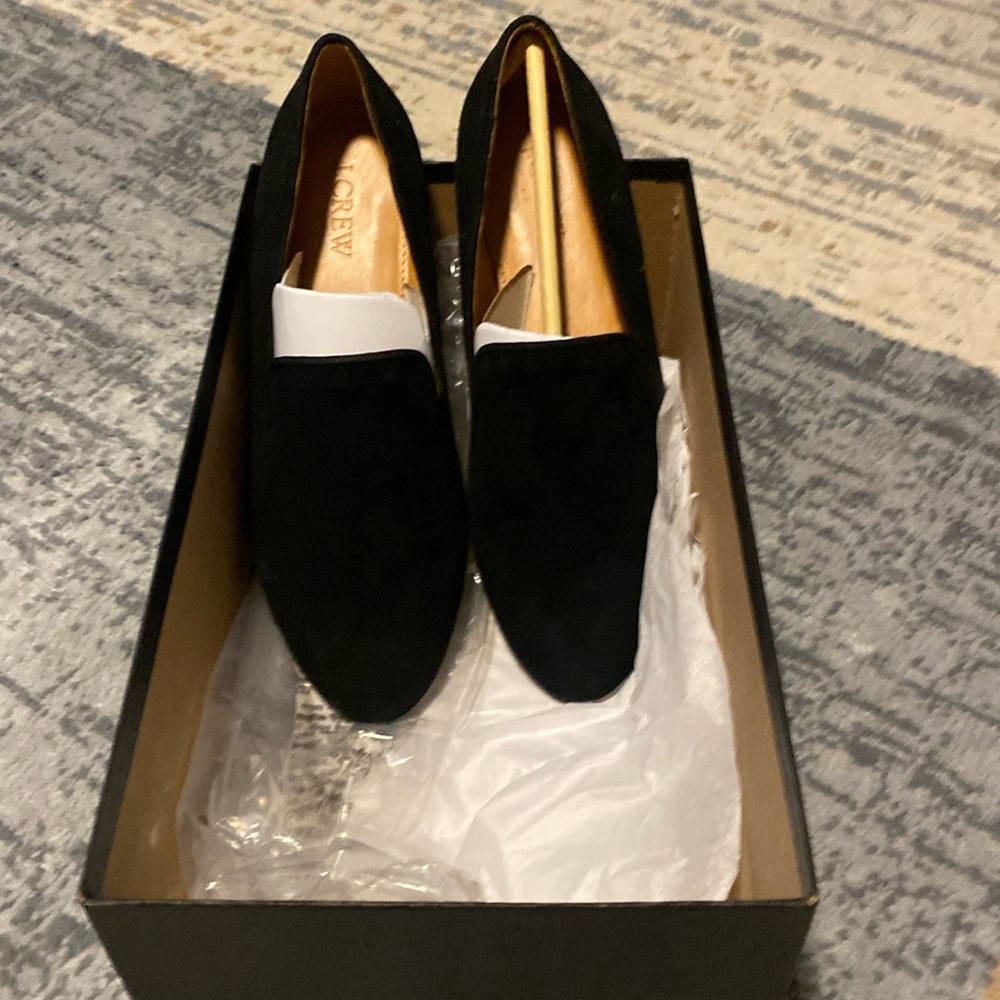 Jcrew NIB black suede loafers size 7